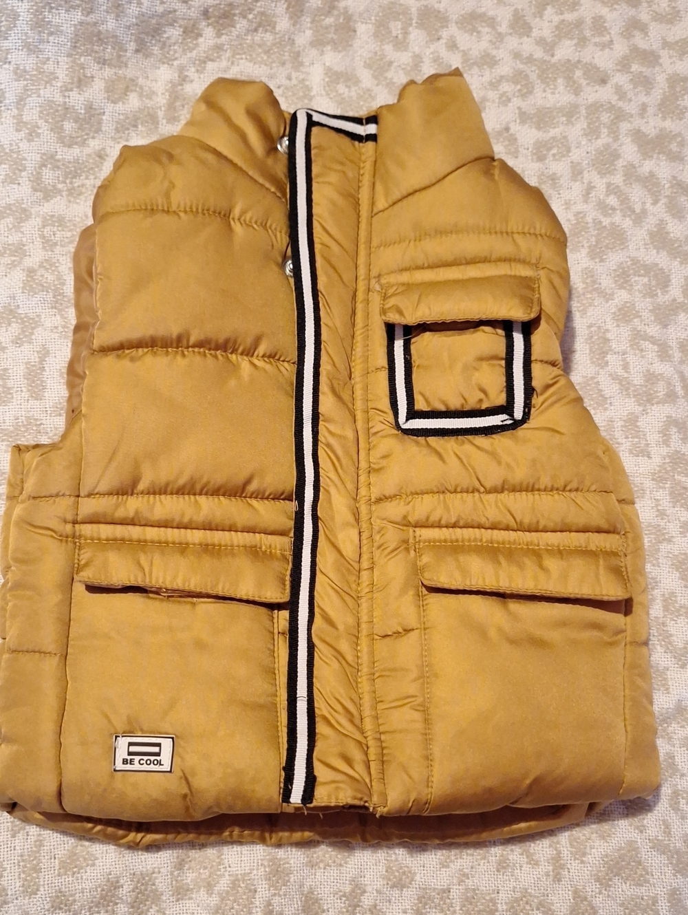 Mustard Quilted Puffer Vest with Contrast Trim